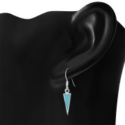 Turquoise Triangle Sterling Silver Earrings, e312